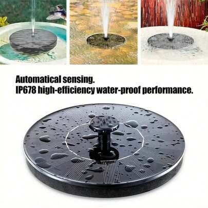 Solar Powered Water Fountain Pump For Outdoors – 1W/1.5W/2.5W Bird Bath Fountain With 8 Spray Nozzles & 2 Extension Rods, Direct Solar Drive (No Battery), Round Plastic Design, Decorative Water Feature For Garden Patio Pond & Fish Tank To Attract Birds, Bees & Butterflies