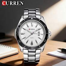CURREN Men's Fashion Quartz Waterproof Stainless Steel Band Calendar Wrist Watch - Multicolor - View 4