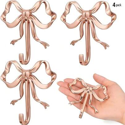 4个玫瑰金拱形壁钩，壁挂式门钩，铜质拱形门饰，拱形房间装饰钩。适用于悬挂外套、咖啡杯、帽子、包包、浴巾和房间装饰品。