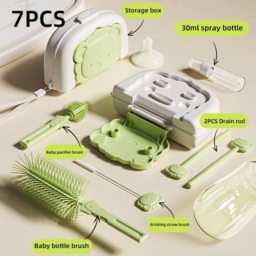 奶瓶刷、奶嘴刷、吸管刷、沥水架、晾干架和便携式清洁套装 - 彩色 - 查看 1