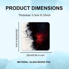 黑色刺绣钢化玻璃鼠标垫，简约艺术风格，硬质鼠标垫，操控顺滑，3mm厚，经久耐用，纳米涂层防刮，水晶玻璃精准桌面垫，适用于电竞训练、专业设计和创意办公。 - 查看 15