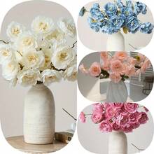3支/套 1.74英尺人造丝牡丹花，适用于婚礼庆典装饰、DIY插花、家居客厅卧室餐厅装饰、房间装饰、厨房装饰、派对节日装饰、波西米亚风格、情人节礼物、母亲节礼物、春季装饰 - 白色 - 查看 9