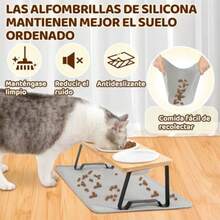 SlowTon Cuenco de Cerámicas Antideslizante para Gatos Perros 3PCS Mascota Plato Inclinada de 15°Protege Columna Vertebral del Mascotas Con Soporte Estable y Comederos de 840ml 3 Piezas+Alfombrilla - 3 Piezas  Alfombrilla - Ver 6