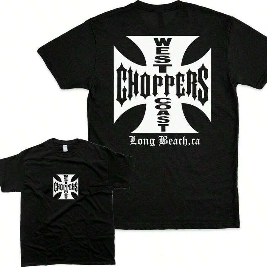 Vector Apparel Men's West Coast Choppers Long Beach CA Graphic T Shirt, Biker Motorcycle Print Casual Short Sleeve Crew Neck Streetwear Vintage Tee Shirt West Coast Choppers Men Shirt We, Unisex Casual Shirt, For Men, For Women, Menswear Top Graphic Love Unisex Casual Graphic Tee - màu đen - Xem 1