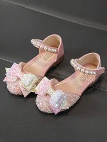 1双婴儿平底鞋，女童公主鞋，镶钻款，春秋季幼儿鞋 - 粉色 - 查看 3