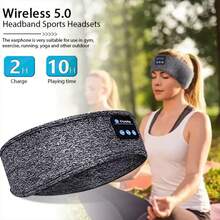 头带围巾，弹性无线耳机，无线耳塞，按键控制，运动跑步健身，睡眠音乐眼罩，无线耳机头带，创意节日礼物，无线耳塞 - 深灰色 - 查看 10