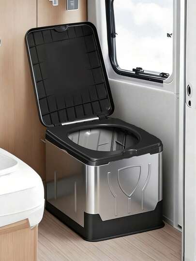 1 pieza Inodoro portátil plegable con tapa, inodoro de emergencia multiusos, adecuado para conducir, acampar, navegar, senderismo, viajes al aire libre, no impermeable, sin necesidad de electricidad, incluye bolsas de basura, bolsa de transporte, caja, gabinete, estante de almacenamiento al aire libre, organizador