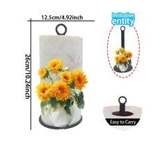 Bright Sunflower Paper Towel Holder - Freestanding Kitchen Paper Towel Roll Dispenser, Realistic Floral Design, Sturdy Base, No-Assembly Required Paper Roll Rack, Suitable For Bathroom, Dining Table, Bedroom Farmhouse Decor, Durable Design, Mother's Day Gift - Multicolor - View 9