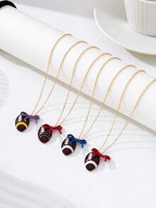 1件装时尚足球蝴蝶结锌合金吊坠项链（女士款） - 項鍊 - 查看 1