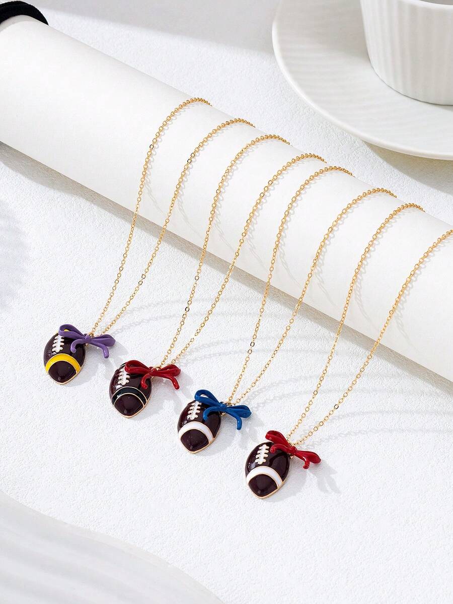 1件装时尚足球蝴蝶结锌合金吊坠项链（女士款） - 項鍊 - 查看 1