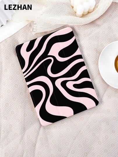 1个非对称波浪纹印花平板电脑保护套，三折支架保护套，兼容(A16) 11英寸第11代2025款/第10代、10.2英寸、Pro 2021/2020款、Galaxy Tab A8 10.5英寸2022款、Matepad 10.4/Tab，防摔，带笔槽，支持睡眠/唤醒功能，适合送给孩子/家人，年末礼物