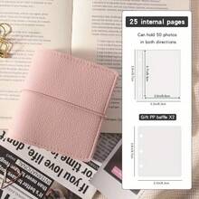 迷你仿皮口袋相册，50页迷你相册，内含25页，配有3孔透明照片卡夹，3英寸照片书，便携式照片收纳册，适用于偶像照片、明星照片和情侣照片，活页相册，可用于房间装饰、生日礼物、派对礼物、结婚礼物。 - Mini Album - 查看 9