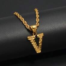 Collares con letras A-Z para mujeres y hombres, colgante con inicial bañado en oro, cadena de cuerda, joyería de letras del alfabeto en inglés, africana - Amarillo Oro - Ver 31