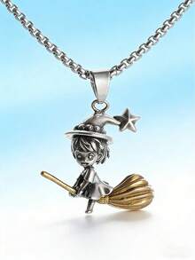 1件复古奇幻女巫项链双色镀层魔法时尚首饰礼品 - 彩色 - 查看 3