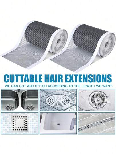 5m Cut-To-Size Shower Drain Hair Strainer Insert, Self-Adhesive Drain Sticker, Disposable Mesh Sink Strainer Insert Filter For The Bathroom - Disposable Mesh Strainer Insert And Bathtub Drain Sticker, Drain Protection For Bathroom And Kitchen, Simply Peel And Stick, Suitable For Sinks, Bathtubs, Showers, Floor Drains