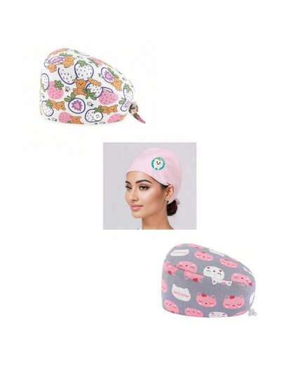 可调节工作帽，带纽扣、吸汗带和弹性绑带，男女通用，均码