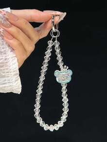 1件夏季水晶钻石小熊手机绳吊坠，ins风奢华可爱包包吊坠女士汽车钥匙扣 - 彩色 - 查看 3