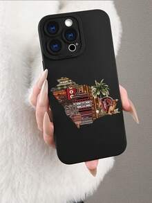 1个中东国旗和棕榈树图案软硅胶手机壳：时尚、个性化、触感柔软、防水、耐用、防污，并带有摄像头保护。它是您在圣诞节和新年等重要节日送给自己、家人、同事和爱人的完美礼物。兼容苹果17、16、15、14、13、12、11 Pro/Pro Max/Plus系列以及三星Galaxy系列。 - 黑色 - 查看 1