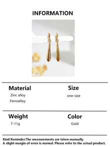 一对性感夸张的金色几何造型耳环，包含羽毛、S形、不对称水滴形、蝴蝶结、镂空圆环、几何线条、不对称圆形吊坠、锥形吊坠、花朵吊坠等多种造型，合金电镀简约长款耳环，百搭设计提升您的时尚品味，适合日常佩戴和派对场合，专为优雅迷人的女性打造。 - 金色 - 查看 5