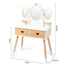 Juego de Madera Tocador para Niñas con Espejo, Mesa de Maquillaje y Juego de Imitación para Princesitas, Madera Resistente De Maquillaje Vanity Set Blanco, Cajones para Guardar Juguetes y Accesorios, Esconde la alegría de la infancia en un regalo, En el Día del Niño, regala a los niños una felicidad tangible - Blanco - Ver 2