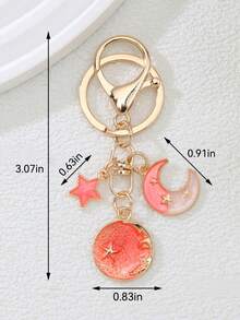 1PC Moon And Star Keychain, DIY Accessory, Bag And Clothes, Pendant, Alloy Keychain - Ideal Birthday Gift, Party Small Gift, Or Holiday Gift - Multicolor - View 2