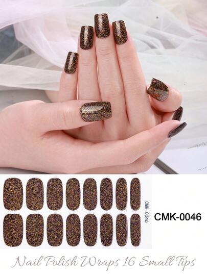 New Non-Baking Gel Nail Stickers, Solid Color, Waterproof, 16 Nail Polish Films, European And American Nail Stickers