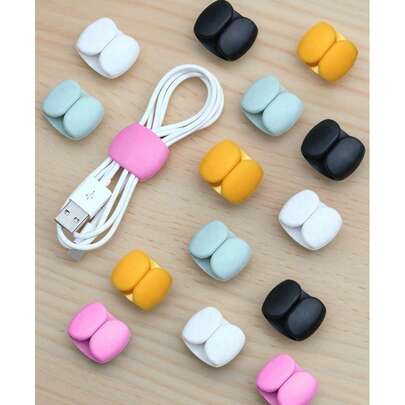 Kẹp sắp xếp cáp màu ngẫu nhiên, Túi đựng cáp tai nghe/sạc trang trí, Thiết bị lưu trữ đa chức năng, Kẹp cáp tai nghe, Cuộn cáp tối giản, Dụng cụ quản lý cáp