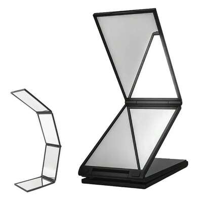 1个可折叠360度手持式带灯化妆镜，适用于美发、美容、修图和汽车维修