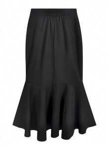 Black Mermaid Skirt, High Waist Bodycon A-Line Skirt For Women, Autumn/Winter - Black - View 3