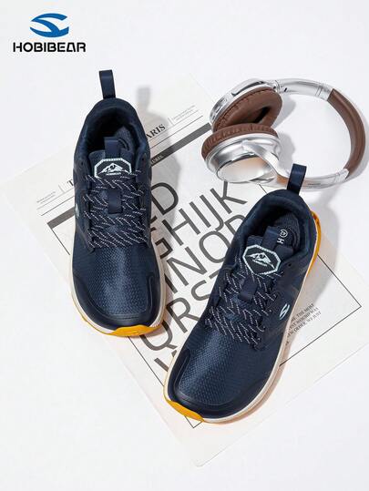 HOBIBEAR 1 Pair Color Block Lace-Up Casual Sports Shoes For Women, Fashionable Breathable Outdoor Fitness Shoes, Unisex Design Suitable For All Seasons, Hiking Shoes, Tennis Shoes