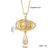 1pc Fashionable Micro-Inlaid Full Diamond Saturn Brooch Titanium Steel Necklace, Luxury Design Celestial Body Clavicle Chain, Suitable For Wedding, Party And Daily Wear - Multicolor - View 10