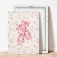 1幅帆布防水装饰海报，儿童房装饰画，带框墙画，芭蕾舞主题儿童房墙画，女孩卧室装饰，芭蕾主题画，复古芭蕾海报，舞蹈主题，适合女孩婴儿房，波西米亚风格婴儿房装饰，墙面挂饰，舞蹈工作室装饰，浴室装饰，幼儿园装饰，婴儿房墙面艺术海报 - 彩色 - 查看 4