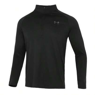 Under Armour 男士T卹 春季長袖上衣 UA Tech 2.0 1/2 Zip 輕便舒適休閒運動通勤服 1328495-001
