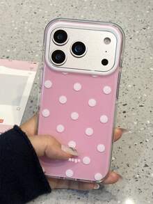 Funny Cute Irregularly Black Spot Glossy White Phone Case Compatible With IPhone 17 Pro Max 17Pro 16Promax 15ProMax 14Pro Max 12 13 Pro Max 14 15 16 Plus 11 17 13 NEW Lovely Contrasting Color Polka Dot Shockproof Back Cover Stylish Girl - Pink - View 3
