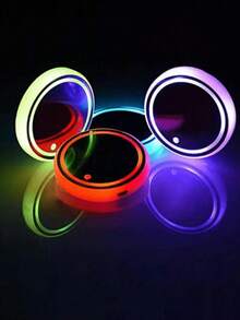 Yogle LED Cup Holder Light, 7 Color Changing, USB Charging, Waterproof Cup Mat, LED Car Interior Atmosphere Decorative Light, Car Accessories - Multicolor - View 2