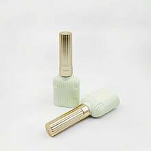 1pc 12ml Nail Polish Refill Bottle, Light Green Vertical Stripe Glossy Glass Bottle, Manicure Gel Packaging - View 3