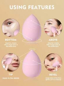 13pcs Makeup Powder Puff: 3 Makeup Sponges + 3 Mini Makeup Sponges + 3 Triangular Makeup Pads + 3 Mini Airless Powder Compact Brushes + 1 Makeup Brush Cleaning Tool - Pink - View 7