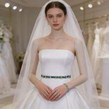 1件祖母绿钻石婚礼派对腰带，时尚新娘头饰，适合万圣节、圣诞节、假期等场合 - 墨綠色 - 查看 2