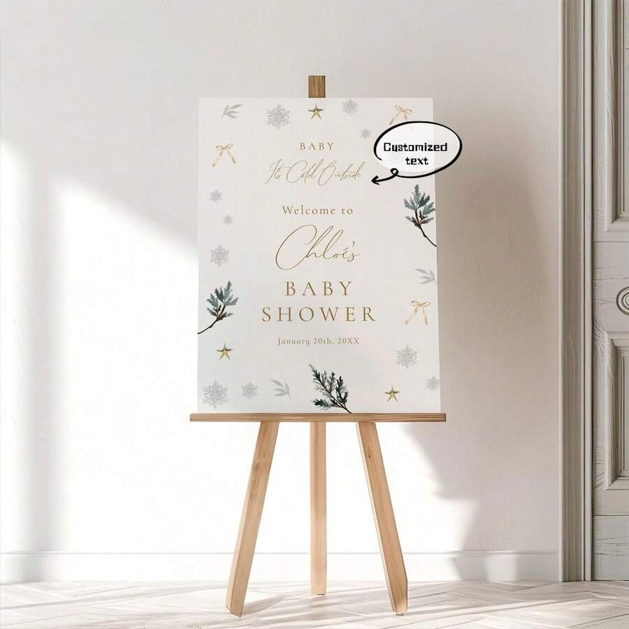 Custom Winter Welcome Sign Vinyl Sticker, Personalised Script Name Decal For Acrylic Board & Mirror DIY, Minimalist Party Decor (Decal Only) - Multicolor - View 1