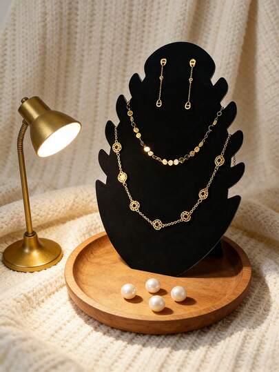 10-delige sieradenstandaard met houder voor halskettingen, hangers en oorbellen, torenvormig displayrek, geschikt voor halskettingen, hangers en oorbellen.