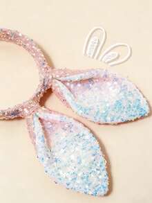 1个女孩甜美粉色亮片兔耳朵发箍，适合复活节 - 彩色 - 查看 6