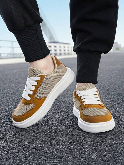 1 Pair Children's Casual Sports Shoes, Outdoor Comfortable Breathable Non-Slip EVA Flat Shoes, Mesh Versatile Leisure Sneakers Suitable For Boys