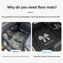 1pc Universal Car Front & Rear Floor Mats - Bow Tie Pattern, Minimalist Design Suitable For Men & Women, Car Interior Accessories, Can Be Used As Interior Carpet, Easy Installation, Enhanced Interior Protection, All-Weather, Car Interior Decor - A - View 4