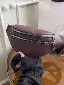 Women's Fashionable Casual Waist Bag - Burgundy - View 8