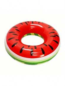 1个创意西瓜图案充气游泳圈，加厚PVC材质，适合夏季泳池派对和海滩活动 - 西瓜-1pc - 查看 8