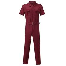2026 Men's Workwear Jumpsuit Casual One-Piece Suit With Belt Short Sleeve - Black (laced, No Buckle Belt) - View 8