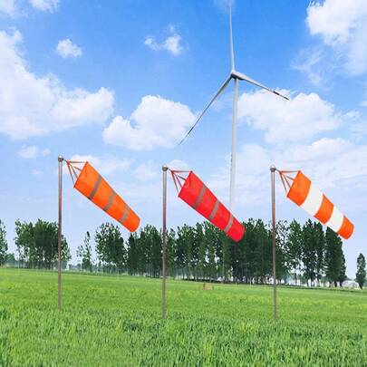 1 pièce Manche à air réfléchissante orange pour l'extérieur, sac de mesure de la vitesse du vent, indicateur de direction du vent, manche à air rayée à suspendre pour l'aviation utilisée pour indiquer la direction et la force du vent (support non inclus)
