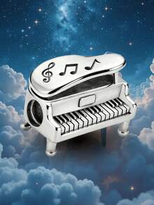 1pc 925 Sterling Silver Cute Footprint Pendant Bead, Suitable For Bracelet, Bangle DIY Jewelry Making And Daily Wear Decoration, For Girls/Women - Grand Piano - View 8