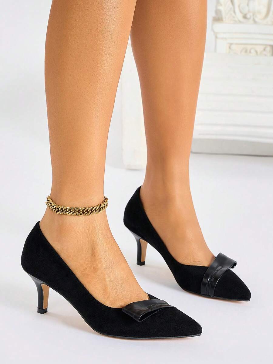女士尖头套脚高跟鞋，日常穿着办公鞋 - 黑色 - 查看 1