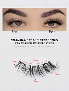 10 pares de pestañas postizas de ojo de gato alargadoras de 15 mm con forma de cruz, de estilo de dibujos animados, de 3D esponjosas y reutilizables, adecuadas para maquillaje diario, de color transparente natural - Ver 5